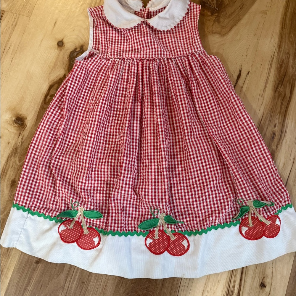 Red Gingham Cherry Kids Dress